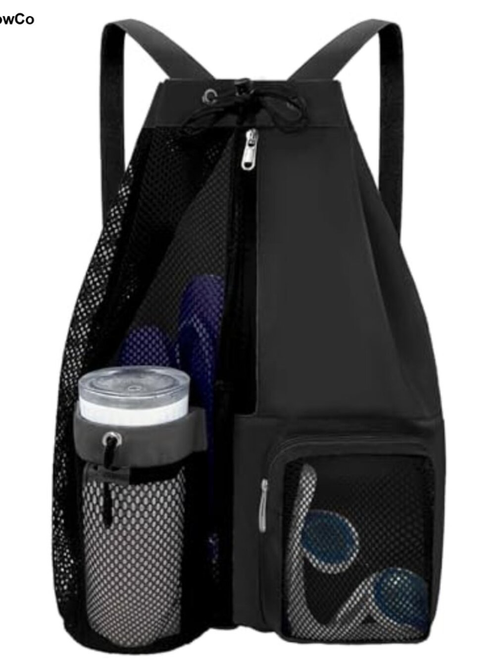 Waterproof Drawstring Beach Backpack Mesh Wet Pocket Swim Gym Bag